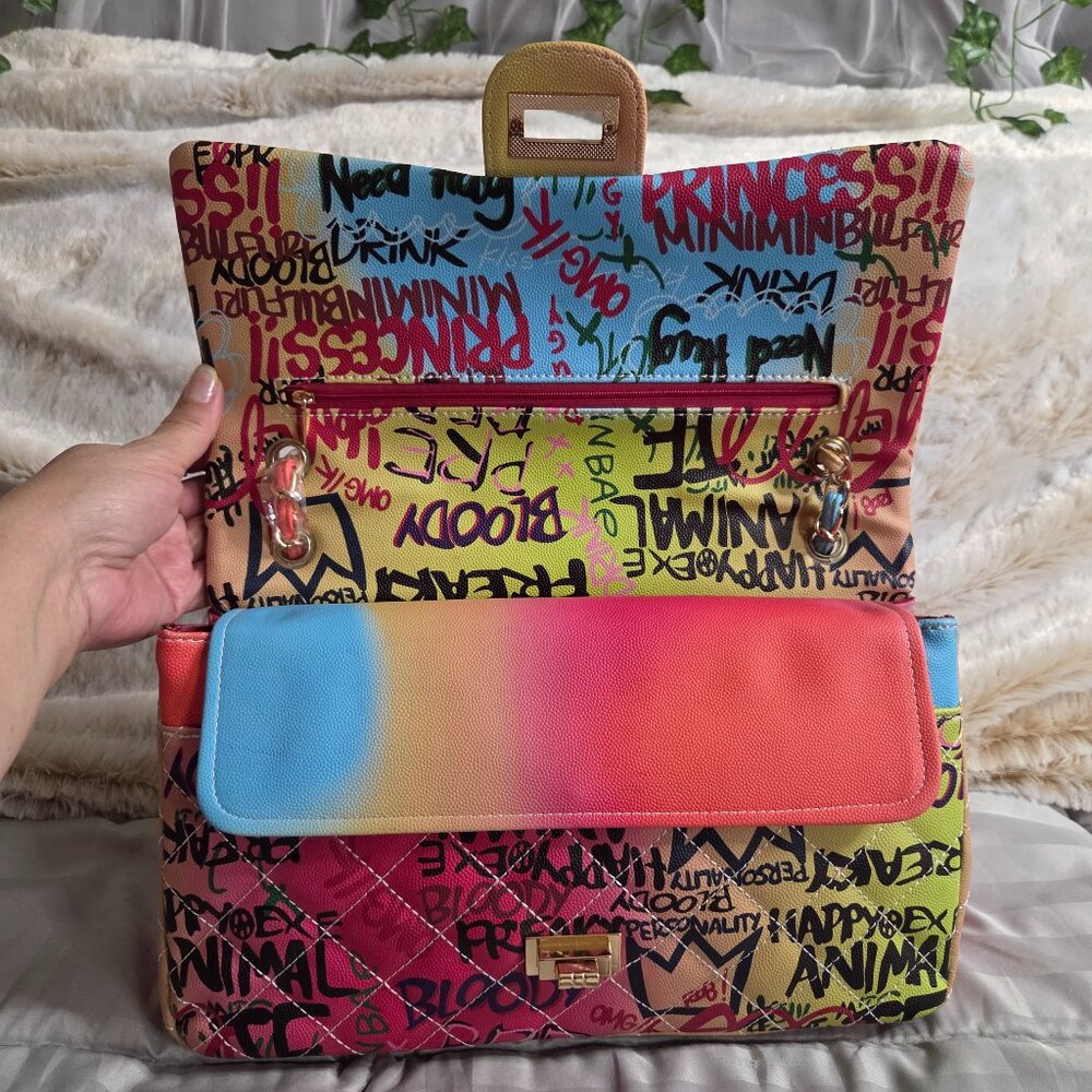 NWT - Caleesa Graffiti Print Shoulder Bag - Picture 9 of 14